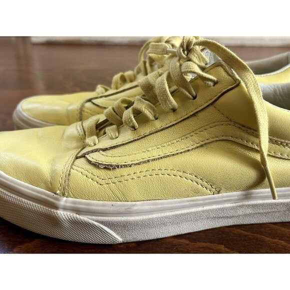 Vans Unisex Mens 5.5 Womens 7 Lace Up Pale Yellow Low Top Sneakers Leather - Picture 2 of 9